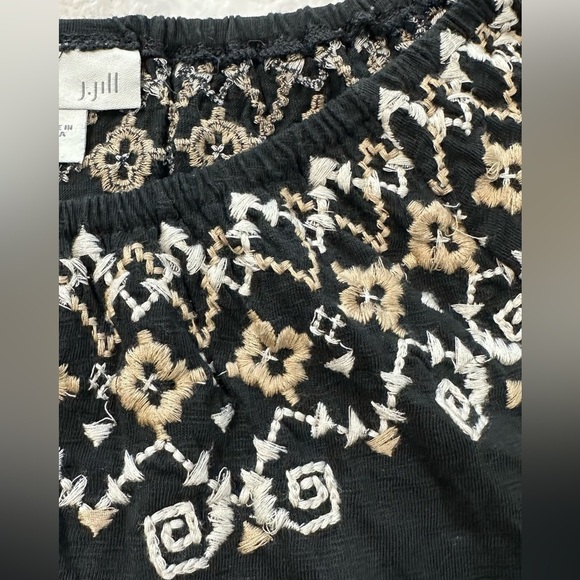 J. Jill 100% Cotton Black and Cream Embellished Sundress with Pockets - Picture 13 of 14